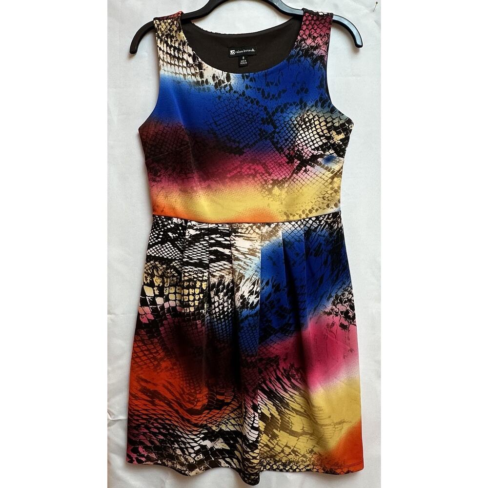 Valerie Bertinelli Women's Dress Size 8 Colorful Sleeveless Pleated Animal Print